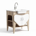 Lavabo met houten kastenonderstel en witte glanzende deur 60 x 40 x 85cm