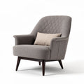 Grijze fauteuil met vierkante kussen en houten poten 80 x 80 x 90cm