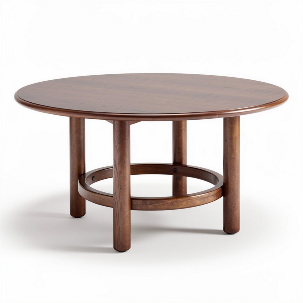 Ronde houten salontafel met diameter van 80cm en hoogte van 40cm