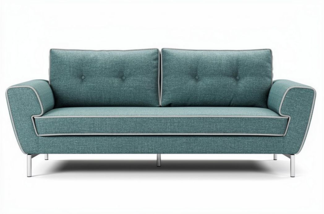 Twee personen stoffen bank in aquablauw met zilveren accenten 200 x 90 x 80cm